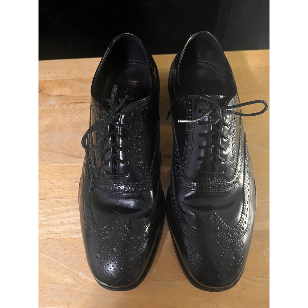 Florsheim Black Wingtip Oxfords Men's Shoes, Size 8 1/2 3E, Pre-owned